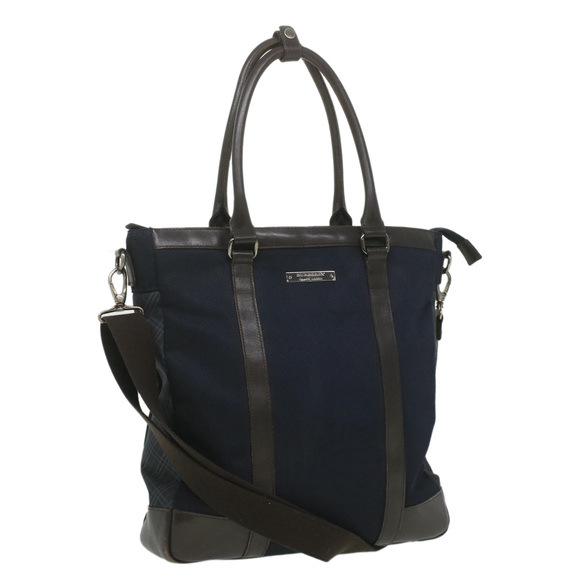 BURBERRY Nova Check Hand Bag Canvas 2way Navy Auth bs3863 - Picture 1 of 16